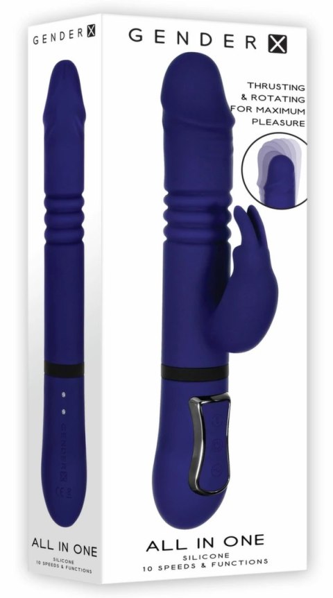 Evolved All in One Rabbit - wielofunkcyjny masażer Royal Blue, wodoodporny Evolved All in One Rabbit - wielofunkcyjny masażer Royal Blue, wodoodporny