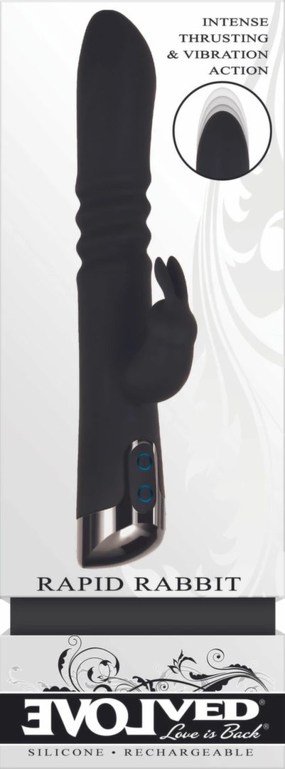 Evolved Rapid Rabbit czarny - wibrujący model z funkcją ruchu posuwistego Evolved Rapid Rabbit czarny - wibrujący model z funkcją ruchu posuwistego