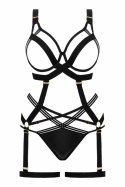 Obsessive Body Set Partition z paskami i odpinanym pasem do pończoch