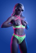 PERSUASIVE Open Cup komplet bielizny UV Neon Green z wycięciami