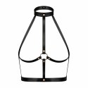 Rosy Gold Body Harness Black - Regulowany pas z ekoskory z pierścieniem