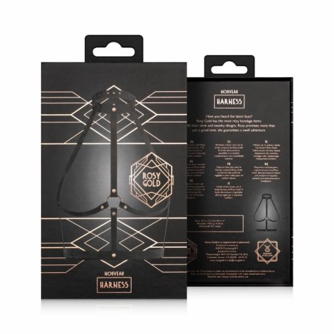 Rosy Gold Body Harness Black - Regulowany pas z ekoskory z pierścieniem Rosy Gold Body Harness Black - Regulowany pas z ekoskory z pierścieniem