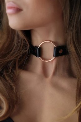 Rosy Gold Choker Black - stylowy czarny naszyjnik z metalowym kołkiem