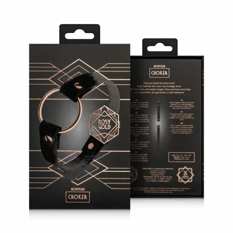 Rosy Gold Choker Black - stylowy czarny naszyjnik z metalowym kołkiem Rosy Gold Choker Black - stylowy czarny naszyjnik z metalowym kołkiem
