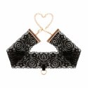 Rosy Gold Lace Cuffs & Collar - Czarna koronka, złote łańcuszki