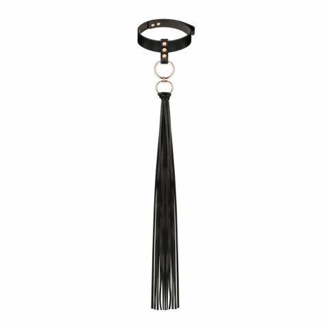 Rosy Gold Obroża z Chwostem Flogger Black - Elegancki Czarny Akcent Rosy Gold Obroża z Chwostem Flogger Black - Elegancki Czarny Akcent