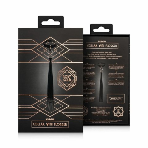 Rosy Gold Obroża z Chwostem Flogger Black - Elegancki Czarny Akcent Rosy Gold Obroża z Chwostem Flogger Black - Elegancki Czarny Akcent