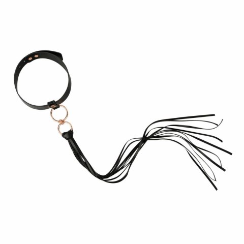 Rosy Gold Obroża z Chwostem Flogger Black - Elegancki Czarny Akcent Rosy Gold Obroża z Chwostem Flogger Black - Elegancki Czarny Akcent
