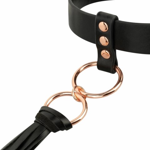 Rosy Gold Obroża z Chwostem Flogger Black - Elegancki Czarny Akcent Rosy Gold Obroża z Chwostem Flogger Black - Elegancki Czarny Akcent
