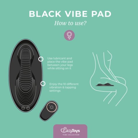 Vibe Pad Black - Poduszka wibracyjna z pilotem, 2 silniki, 10 trybow Vibe Pad Black - Poduszka wibracyjna z pilotem, 2 silniki, 10 trybow