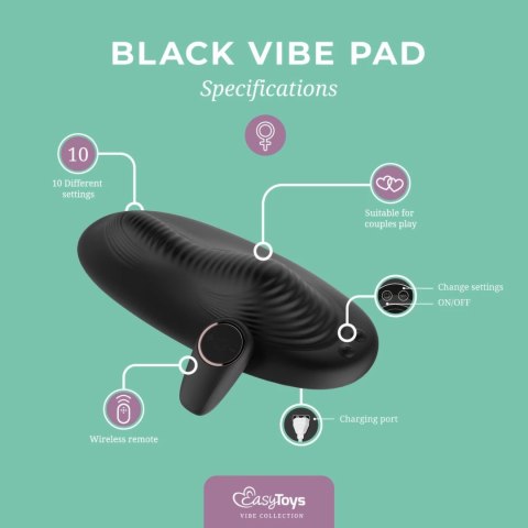 Vibe Pad Black - Poduszka wibracyjna z pilotem, 2 silniki, 10 trybow Vibe Pad Black - Poduszka wibracyjna z pilotem, 2 silniki, 10 trybow