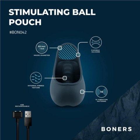 Boners Stimulating Ball Pouch Blue - Model z 10 trybami i silikonem premium Boners Stimulating Ball Pouch Blue - Model z 10 trybami i silikonem premium