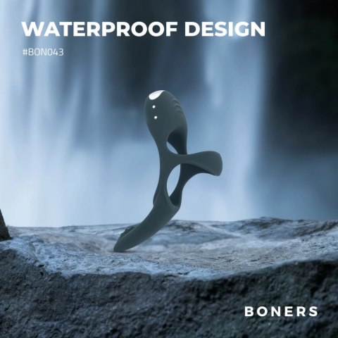 Boners Triple Ring Blue - Anatomiczny Pierścień Wibrujący 3w1, silikonowy Boners Triple Ring Blue - Anatomiczny Pierścień Wibrujący 3w1, silikonowy