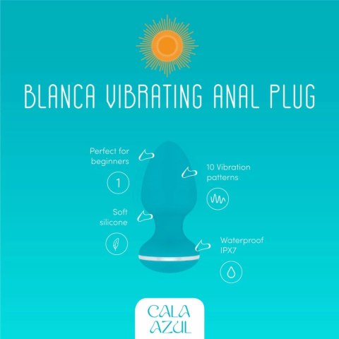 Cala Azul Blanca - Biały wibrujący korek analny, wodoodporny, USB Cala Azul Blanca - Biały wibrujący korek analny, wodoodporny, USB