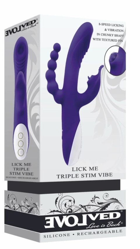 Evolved Lick Me Triple Stimulator Fioletowy 3-silnikowy silikonowy model Evolved Lick Me Triple Stimulator Fioletowy 3-silnikowy silikonowy model