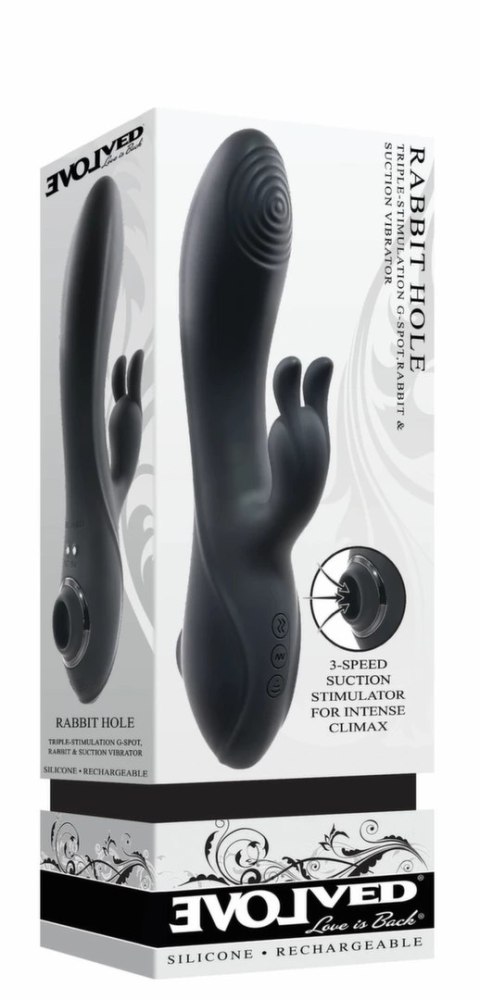 Evolved Rabbit Hole Black - wielofunkcyjny masażer z podwojnym silnikiem Evolved Rabbit Hole Black - wielofunkcyjny masażer z podwojnym silnikiem
