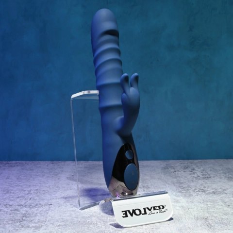 Evolved Ringer Rabbit Royal Blue - wibrator z funkcją ruchomych pierścieni Evolved Ringer Rabbit Royal Blue - wibrator z funkcją ruchomych pierścieni