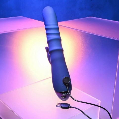 Evolved Ringer Rabbit Royal Blue - wibrator z funkcją ruchomych pierścieni Evolved Ringer Rabbit Royal Blue - wibrator z funkcją ruchomych pierścieni