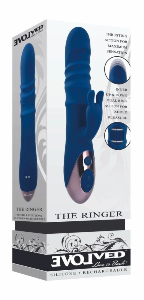 Evolved Ringer Rabbit Royal Blue - wibrator z funkcją ruchomych pierścieni Evolved Ringer Rabbit Royal Blue - wibrator z funkcją ruchomych pierścieni