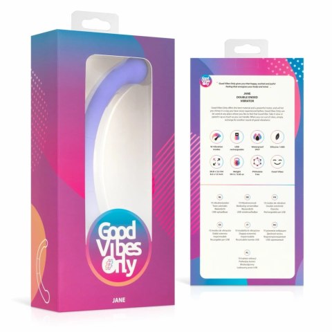 Good Vibes Only Jane - dwustronny wibrator silikonowy fioletowy 10 trybow Good Vibes Only Jane - dwustronny wibrator silikonowy fioletowy 10 trybow