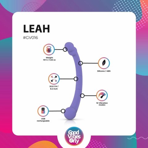 Good Vibes Only Leah dwustronny wibrator silikonowy fioletowy Good Vibes Only Leah dwustronny wibrator silikonowy fioletowy