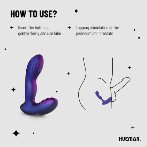 Hueman Tapping Plug silikonowy z funkcją stukania, 10 trybow, fioletowy Hueman Tapping Plug silikonowy z funkcją stukania, 10 trybow, fioletowy