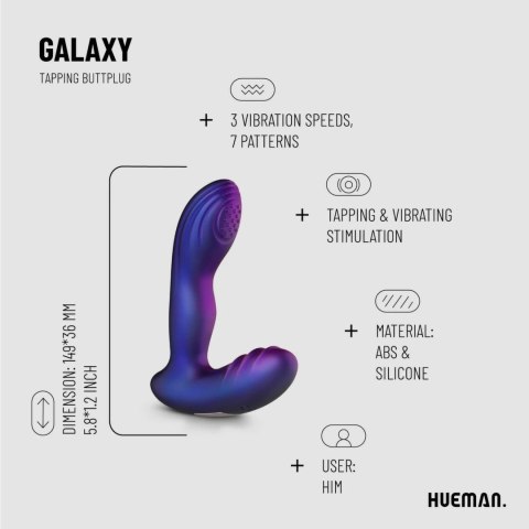 Hueman Tapping Plug silikonowy z funkcją stukania, 10 trybow, fioletowy Hueman Tapping Plug silikonowy z funkcją stukania, 10 trybow, fioletowy