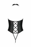 Noir Handmade Nancy Bodysuit Czarny Wetlook z Paskami One Size
