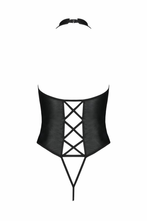 Noir Handmade Nancy Bodysuit Czarny Wetlook z Paskami One Size Noir Handmade Nancy Bodysuit Czarny Wetlook z Paskami One Size