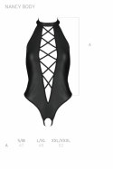 Noir Handmade Nancy Bodysuit Czarny Wetlook z Paskami One Size