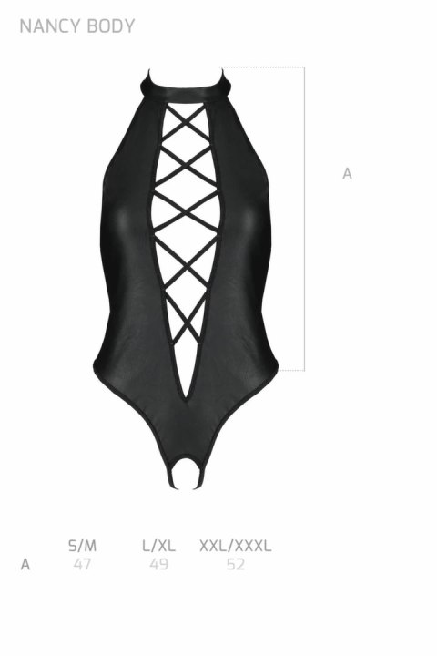Noir Handmade Nancy Bodysuit Czarny Wetlook z Paskami One Size Noir Handmade Nancy Bodysuit Czarny Wetlook z Paskami One Size