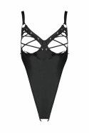 Passion Celine Body Czarny - Skorzana Imitacja, Regulowane Paski