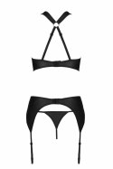 Passion Exclusive Set Hima Black - zestaw bielizny z paskami do pończoch