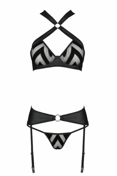 Passion Hima Czarny Komplet Bielizny Z Pasem do Pończoch L/XL Passion Hima Czarny Komplet Bielizny Z Pasem do Pończoch L/XL