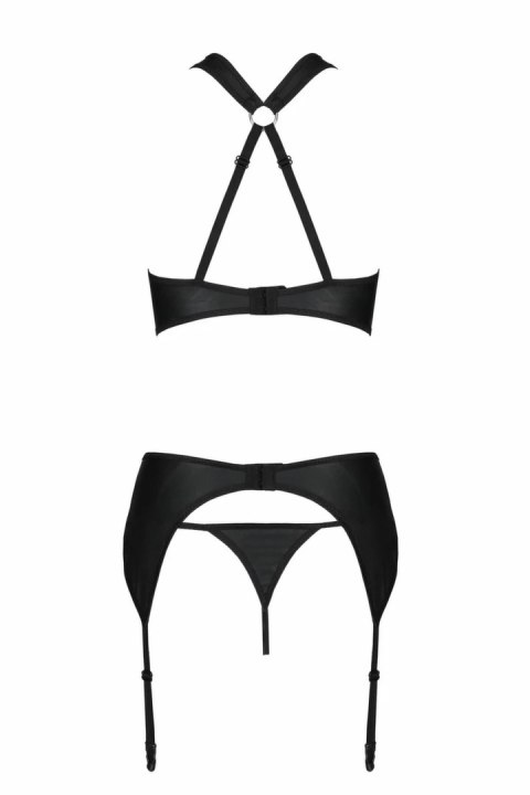 Passion Hima Czarny Komplet Bielizny Z Pasem do Pończoch L/XL Passion Hima Czarny Komplet Bielizny Z Pasem do Pończoch L/XL