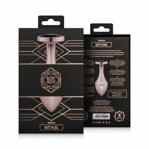 Rosy Gold Nouveau zatyczka anatomiczna z czarnym kryształem, aluminium Rosy Gold Nouveau zatyczka anatomiczna z czarnym kryształem, aluminium
