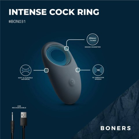 Boners - Pierścień wibrujący z 10 programami, ładowany USB, silikonowy Boners - Pierścień wibrujący z 10 programami, ładowany USB, silikonowy