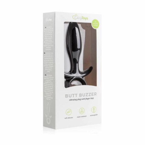 EasyToys Butt Buzzer silikonowy model wibrujący z uchwytem USB czarny EasyToys Butt Buzzer silikonowy model wibrujący z uchwytem USB czarny
