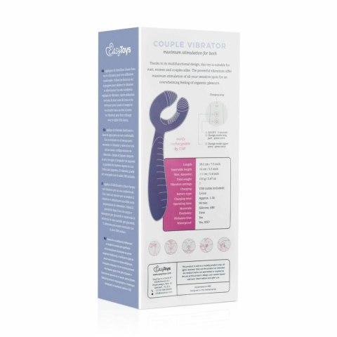 EasyToys Couples Vibrator Purple - Wielofunkcyjny model z podwojnym silnikiem EasyToys Couples Vibrator Purple - Wielofunkcyjny model z podwojnym silnikiem