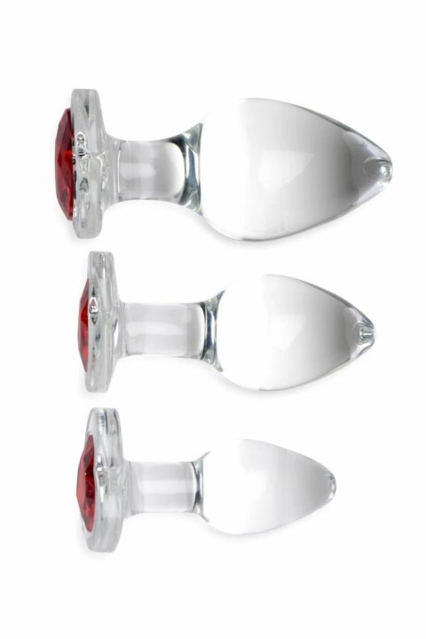 Glas Zestaw 3 Szklanych Korkow Anatomicznych z Czerwonym Kryształem Glas Zestaw 3 Szklanych Korkow Anatomicznych z Czerwonym Kryształem