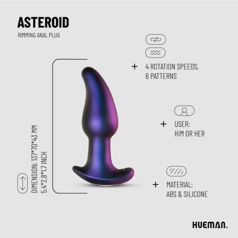 Hueman Asteroid - Wibrujący korek analny z rotacyjnymi kulkami, silikonowy Hueman Asteroid - Wibrujący korek analny z rotacyjnymi kulkami, silikonowy