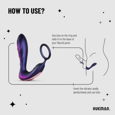 Hueman Black Hole - wibrujący pierścień anatomiczny z pilotem, czarny Hueman Black Hole - wibrujący pierścień anatomiczny z pilotem, czarny