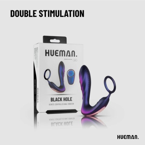 Hueman Black Hole - wibrujący pierścień anatomiczny z pilotem, czarny Hueman Black Hole - wibrujący pierścień anatomiczny z pilotem, czarny