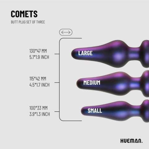 Hueman Comets Zestaw 3 anatomicznych stożkow silikonowych rożnej wielkości Hueman Comets Zestaw 3 anatomicznych stożkow silikonowych rożnej wielkości