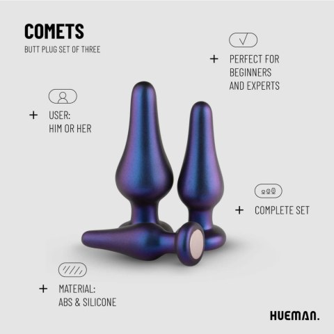 Hueman Comets Zestaw 3 anatomicznych stożkow silikonowych rożnej wielkości Hueman Comets Zestaw 3 anatomicznych stożkow silikonowych rożnej wielkości