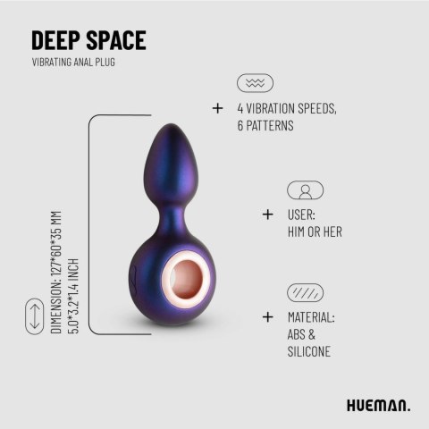 Hueman Deep Space - Wibrujący korek silikonowy 10 trybow, czarny Hueman Deep Space - Wibrujący korek silikonowy 10 trybow, czarny