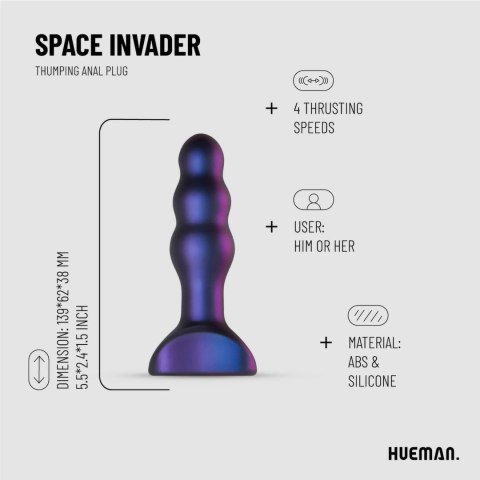 Hueman Space Invader - silikonowy plug analny z funkcją wibracji i ruchu Hueman Space Invader - silikonowy plug analny z funkcją wibracji i ruchu