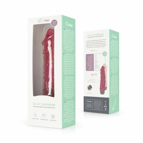 Jelly Supreme – Anatomiczny Wibrator Różowy z Brokatem, 21 cm Jelly Supreme – Anatomiczny Wibrator Różowy z Brokatem, 21 cm