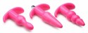 XR Brands Thrill Trio Zestaw 3 zatyczek anatomicznych z wibracją rożowy