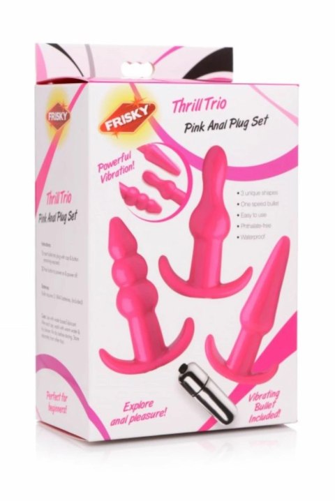 XR Brands Thrill Trio Zestaw 3 zatyczek anatomicznych z wibracją rożowy XR Brands Thrill Trio Zestaw 3 zatyczek anatomicznych z wibracją rożowy